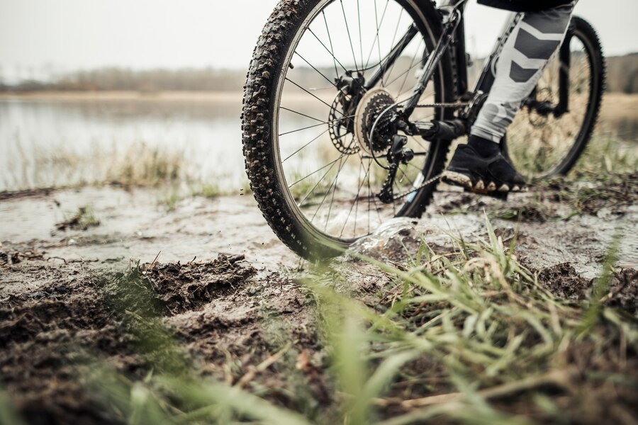 Bicycle on a muddy road